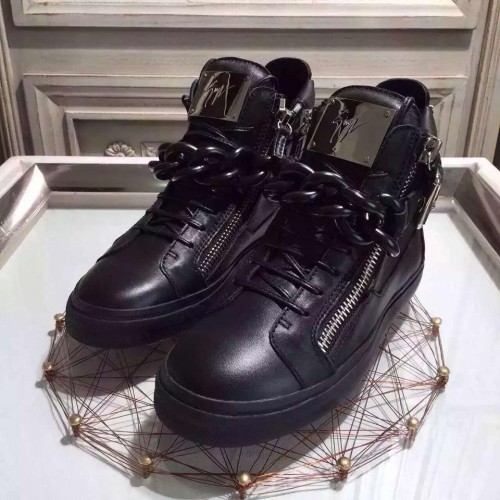 Giuseppe Zanotti Black Chain Leather Hi-Top Trainers sneakers